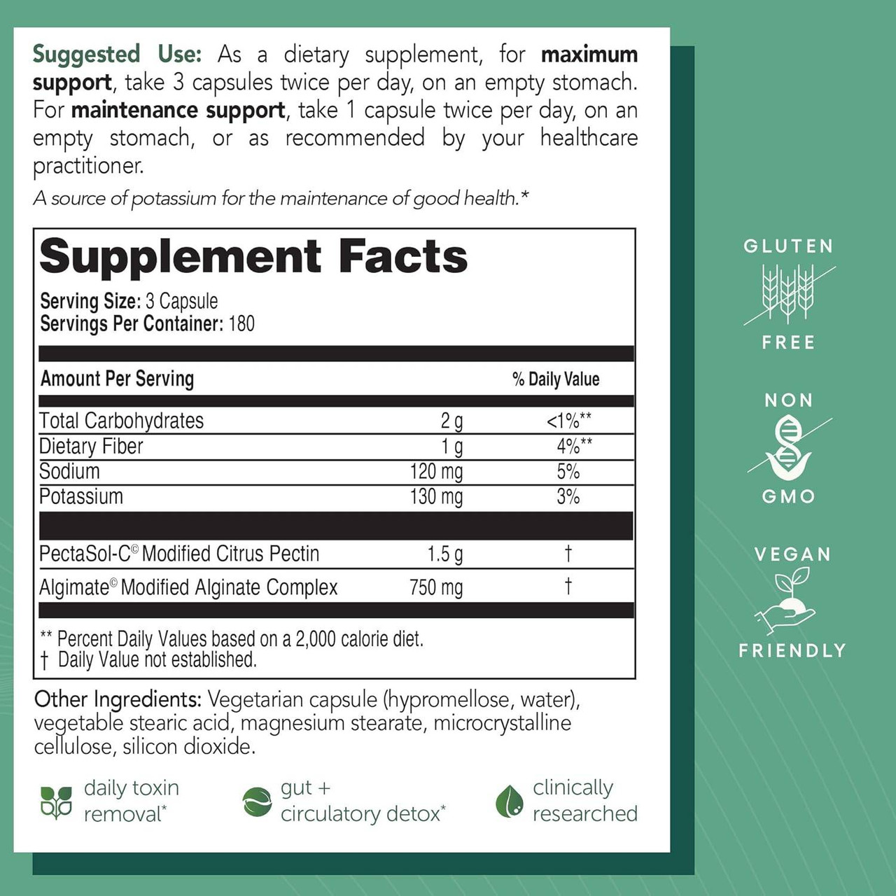 EcoNugenics Pecta Clear Detox Formula - 180 Capsules