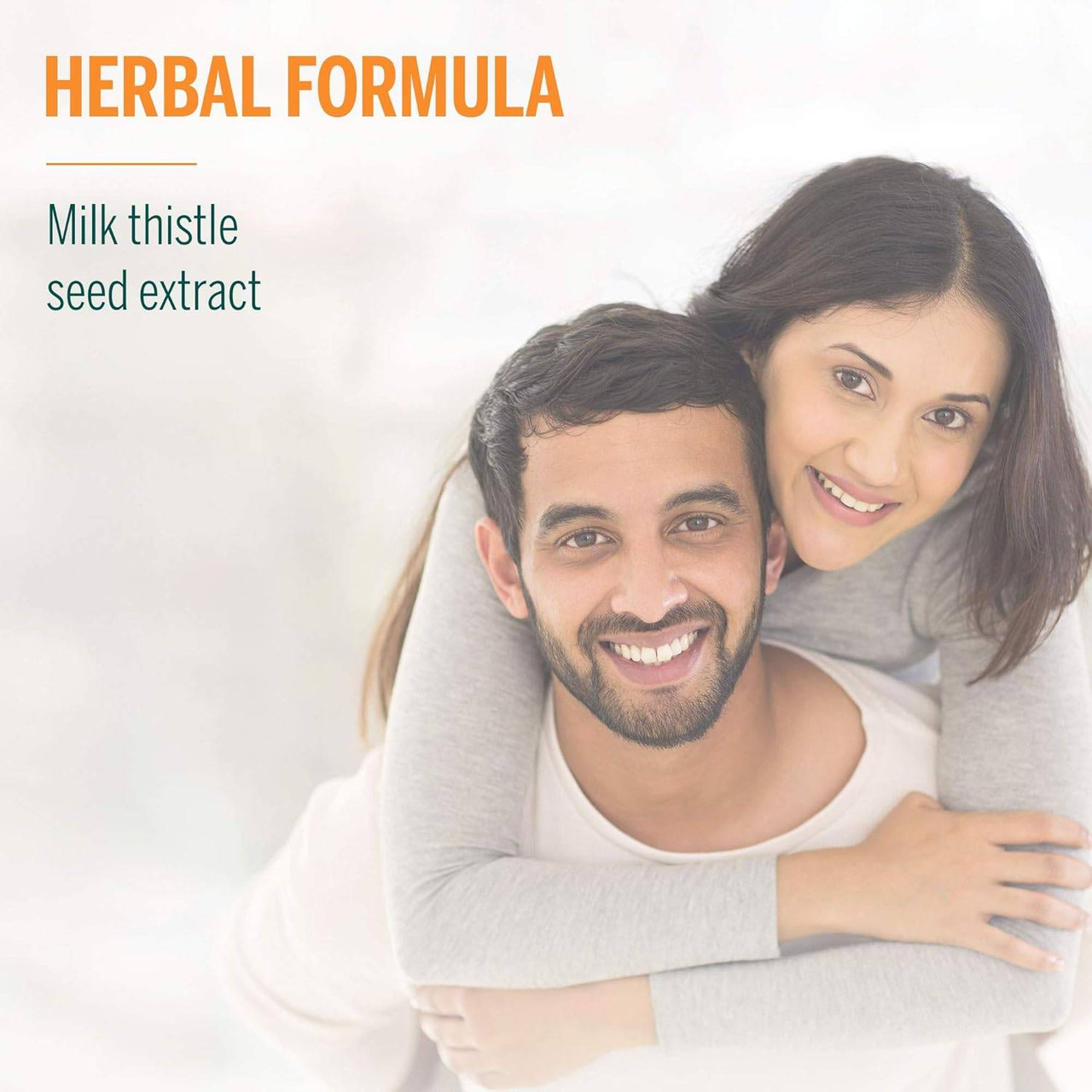 Smiling couple, herbal formula with milk thistle seed extract graphic
