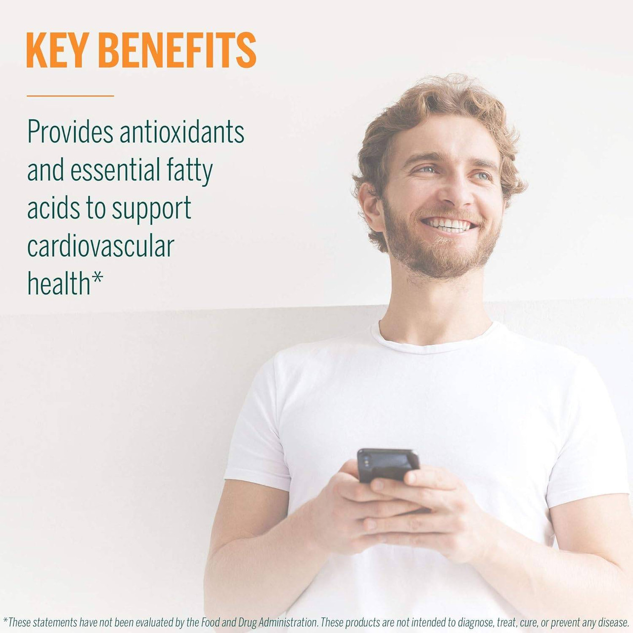 Smiling man with a phone, Genestra key benefits graphic