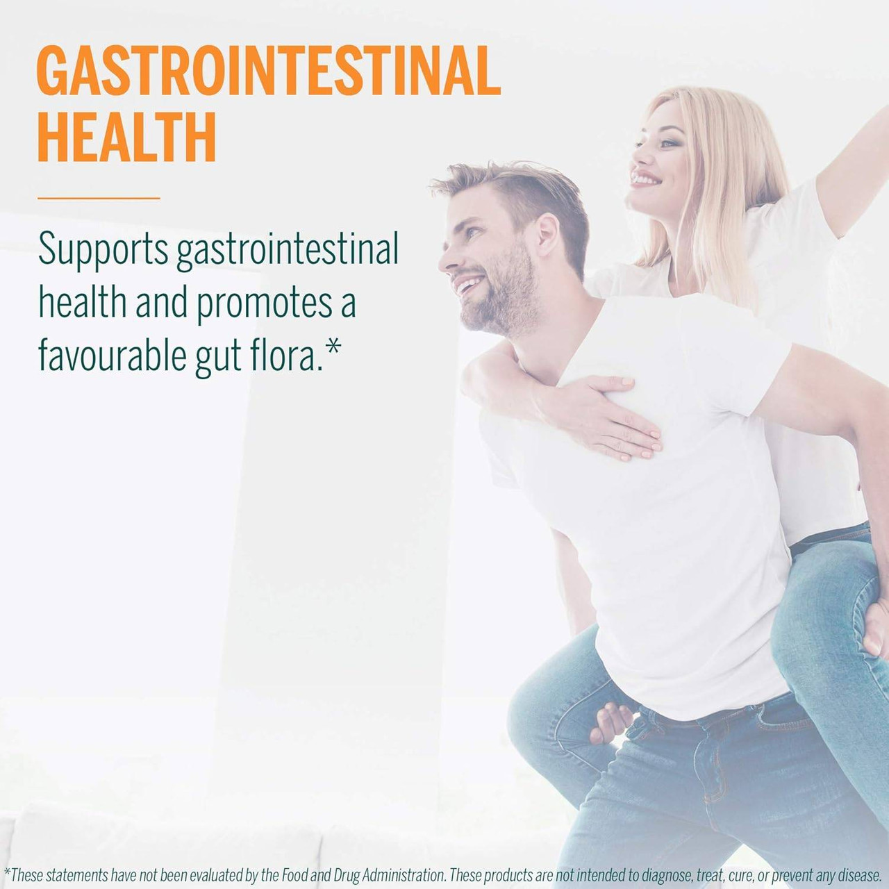 Smiling couple, gastrointestinal health graphic