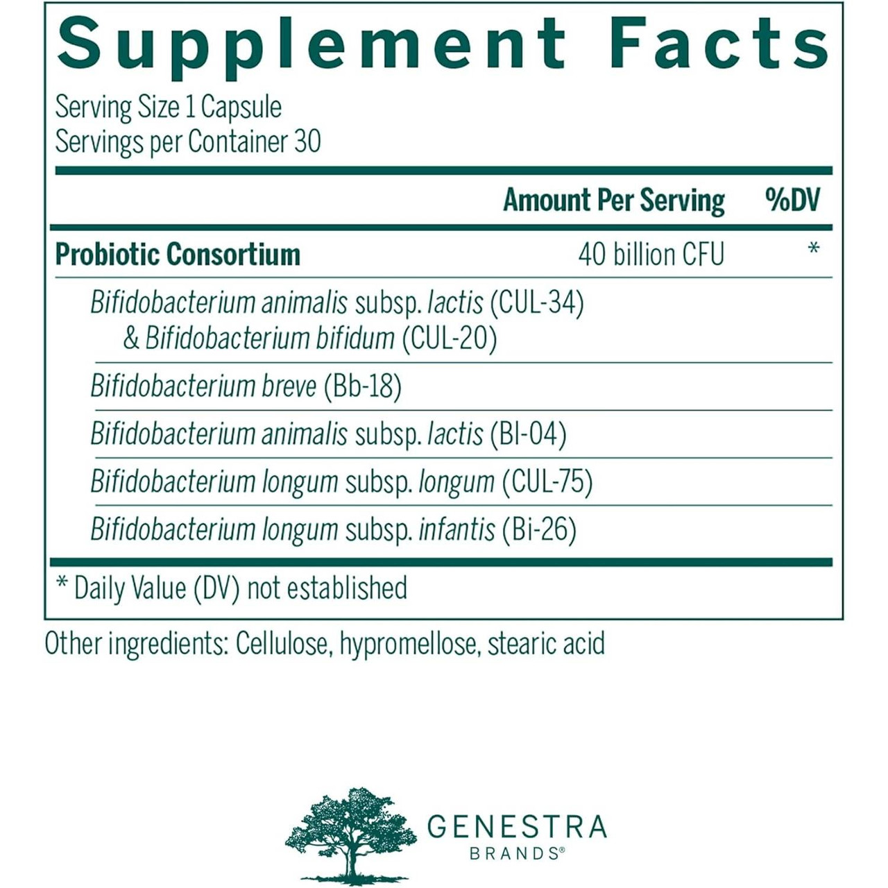 HMF Bifido capsules supplement facts with bifidobacteria consortium