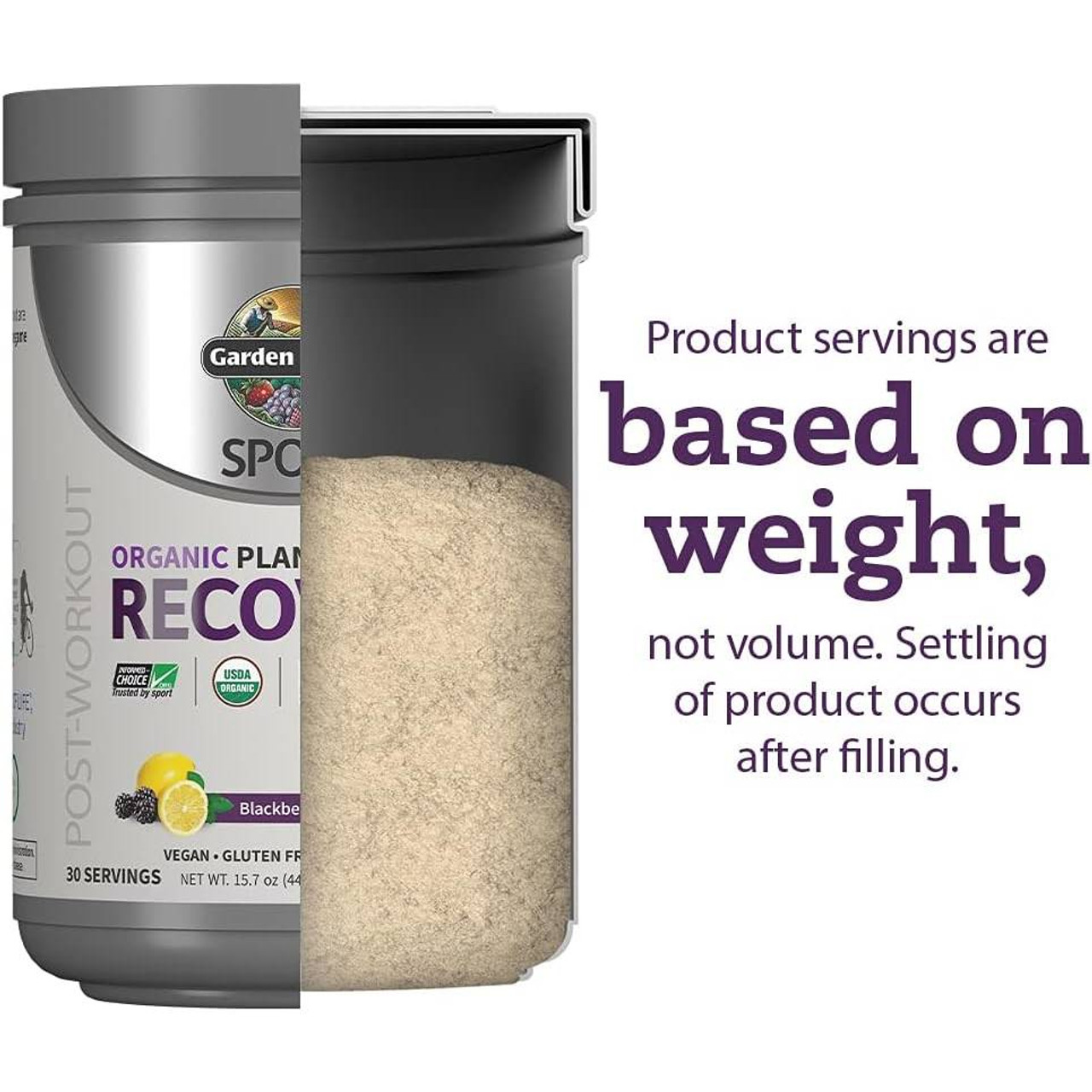 Garden of Life SPORT Organic Post-Workout Recovery Blackberry Lemonade - 446 Grams