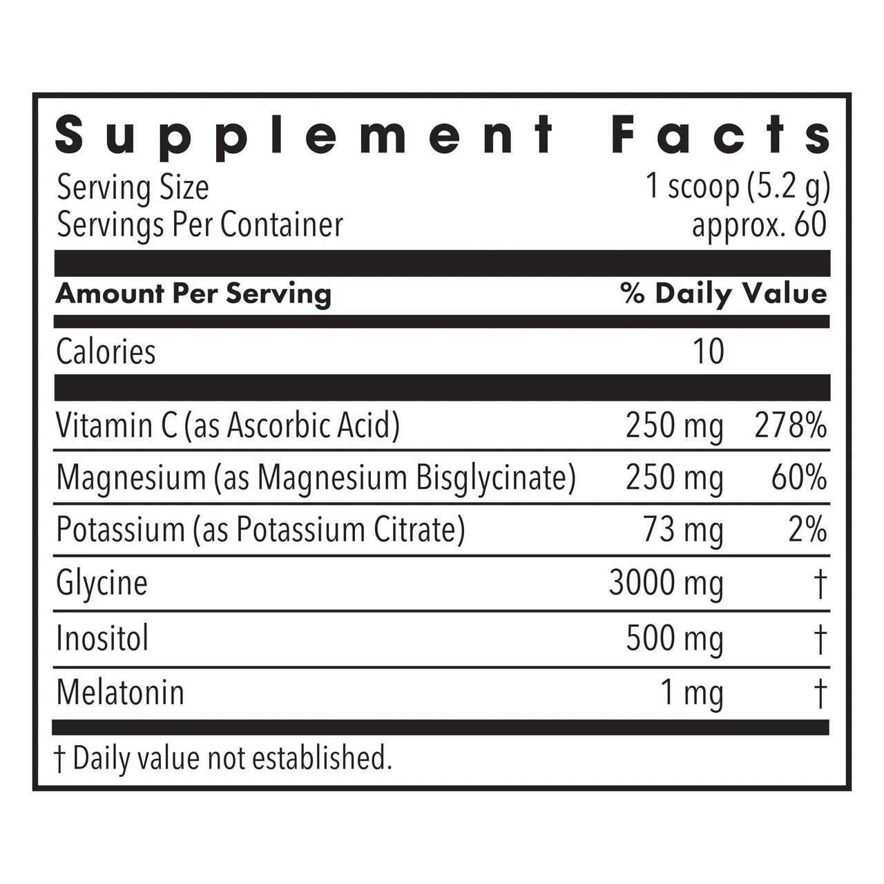 R.E.M. Maintenance supplement facts panel
