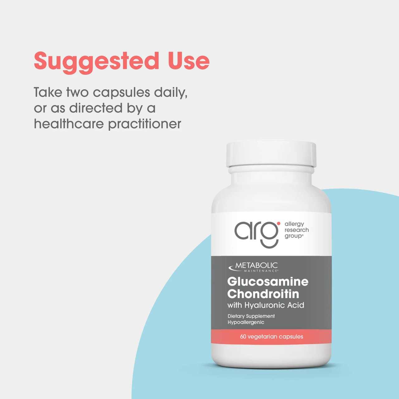 Glucosamine Chondroitin bottle, suggested use take two capsules daily