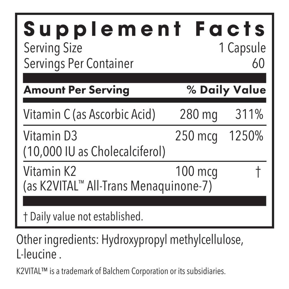 Metabolic Maintenance Vitamin D-3 [10,000 IU] with Vitamin K2 - 60 Capsules