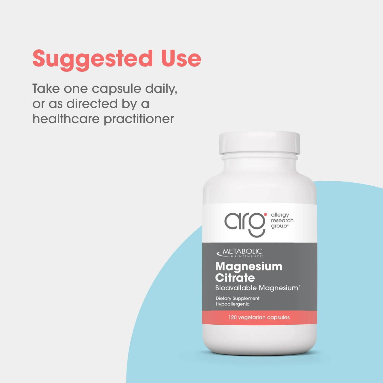 Allergy Research Group Magnesium Citrate 120 vegetarian capsule bottle
