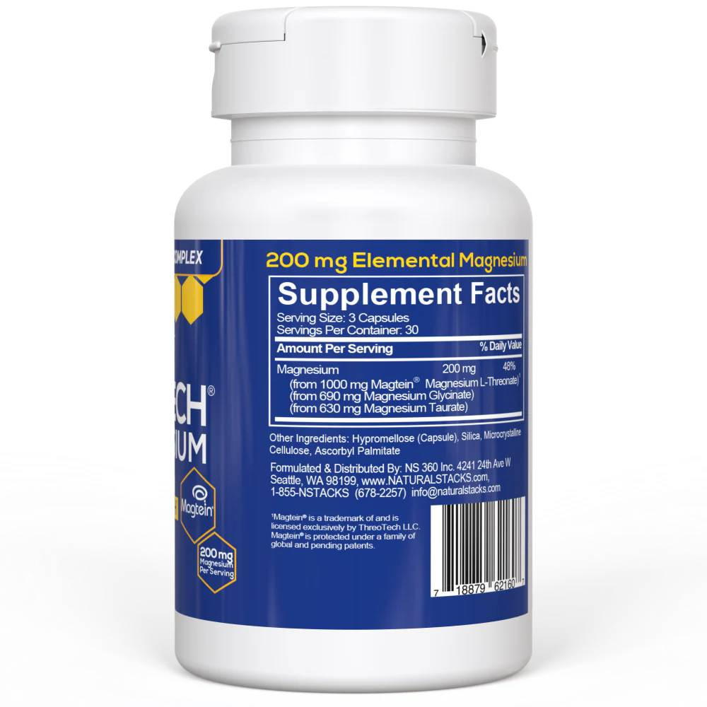 MagTech bottle side with supplement facts label