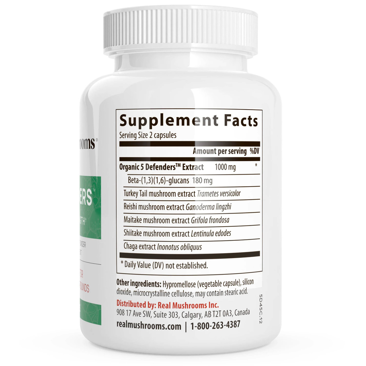 Real Mushrooms 5 Defenders Mushroom Extract Blend Powder Capsules - 90 Capsules