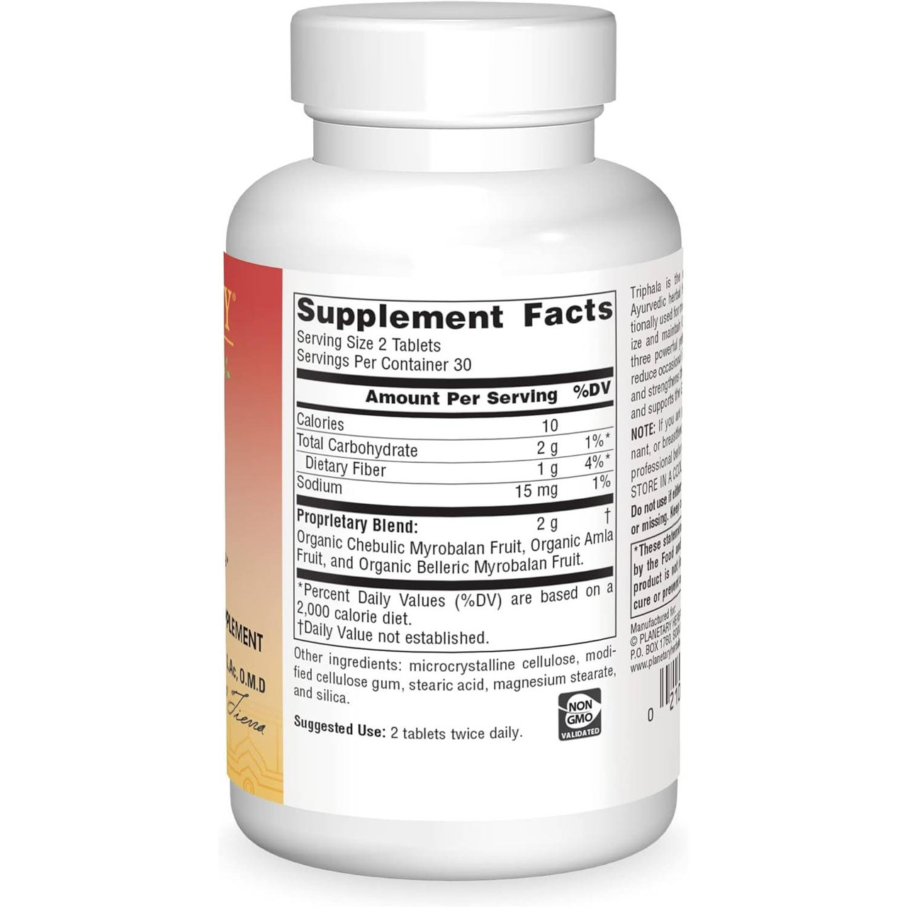 Triphala Gold supplement facts with organic Triphala fruit blend