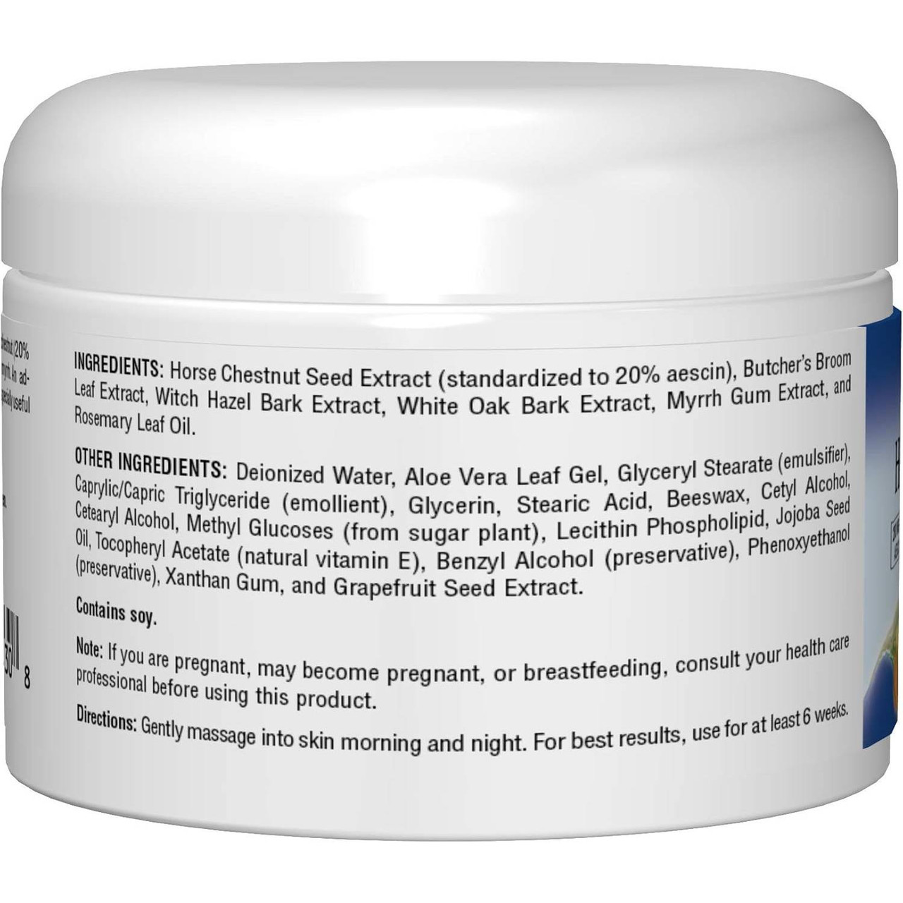 Horse Chestnut Cream jar side with ingredients and directions