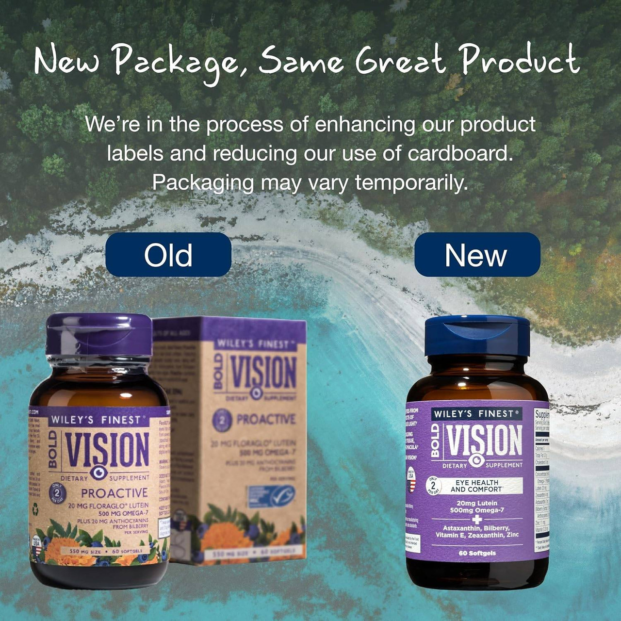 Old and new Bold Vision packaging, new package same great product graphic