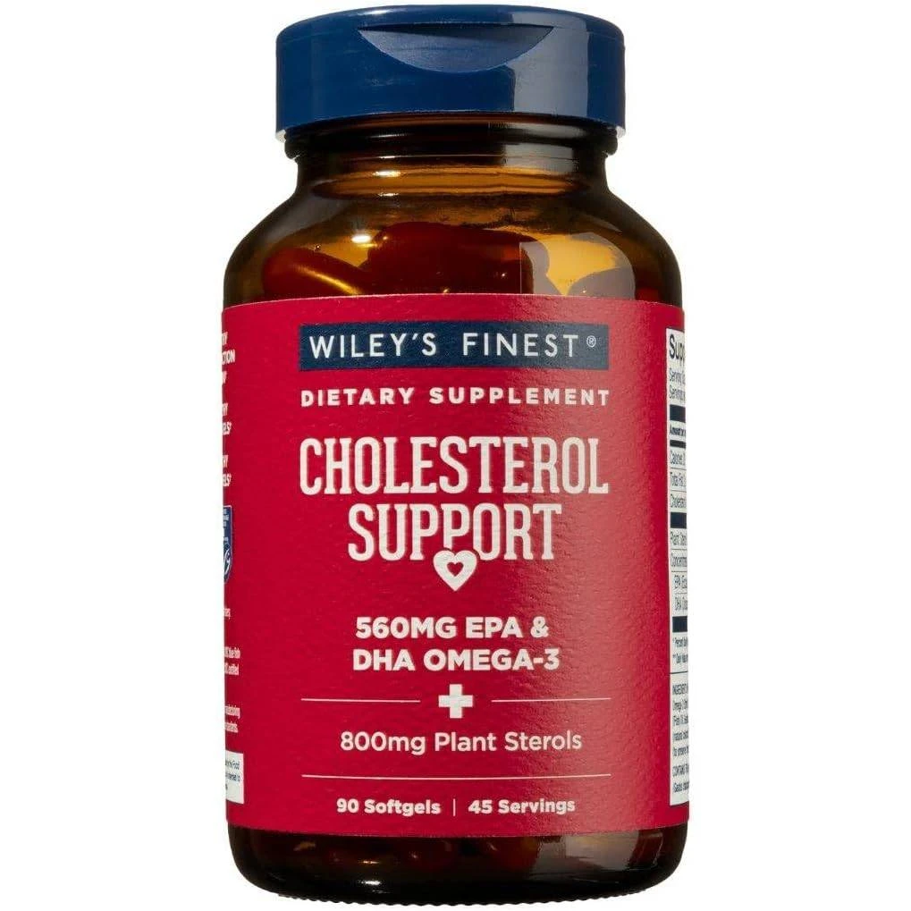Wiley's Finest Cholesterol Support 560 mg EPA & DHA omega-3 90 softgel bottle