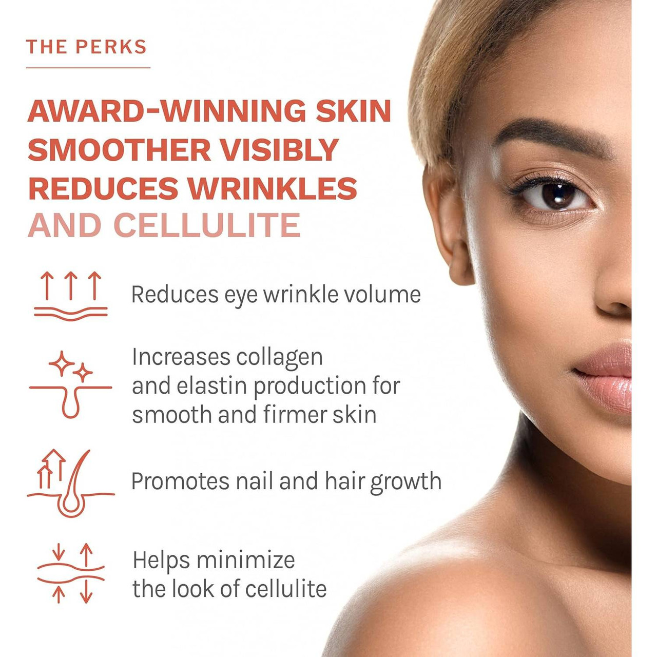 Collagen Replenish the perks wrinkle collagen nail and cellulite benefits graphic