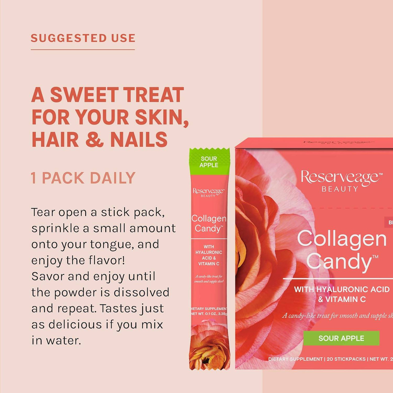 Reserveage Collagen Candy Sour Apple - 20 Packets