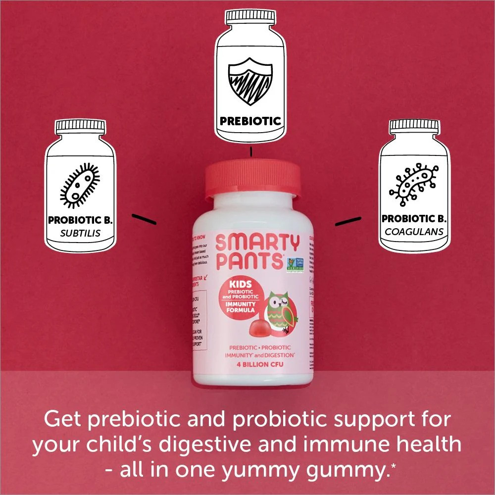 Kids Prebiotic and Probiotic B. subtilis and B. coagulans digestive immune graphic