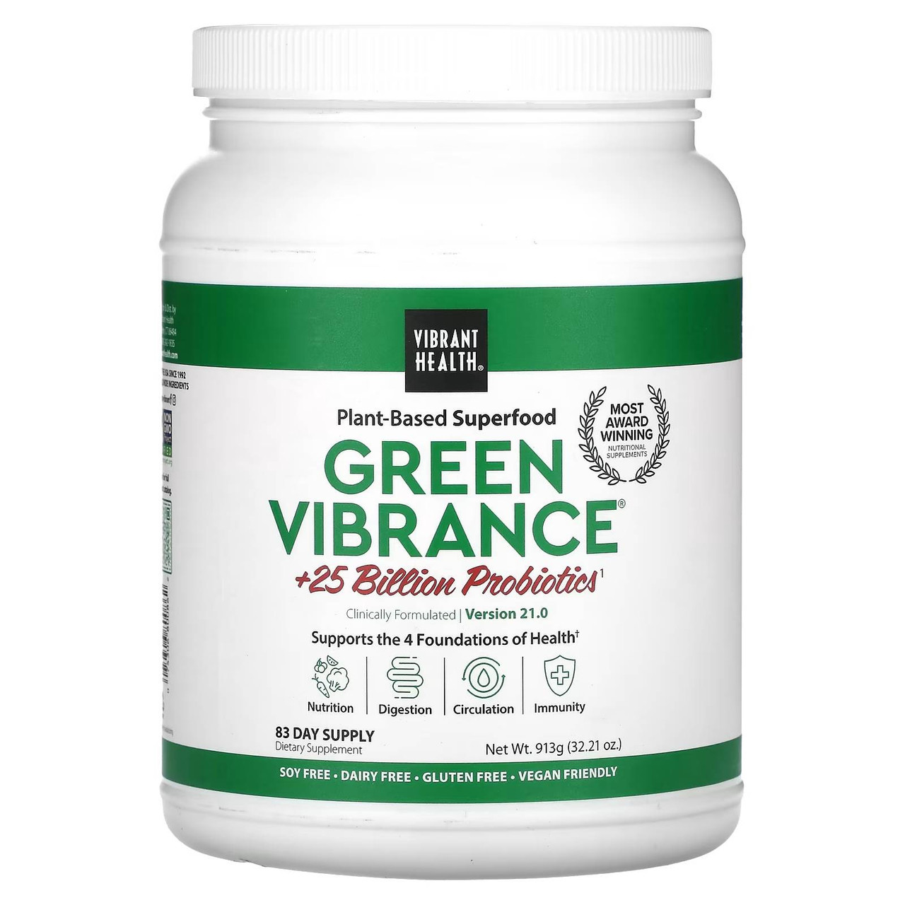 Vibrant Health Green Vibrance +25 Billion Probiotics - 916 Grams VBHL00862 149.99