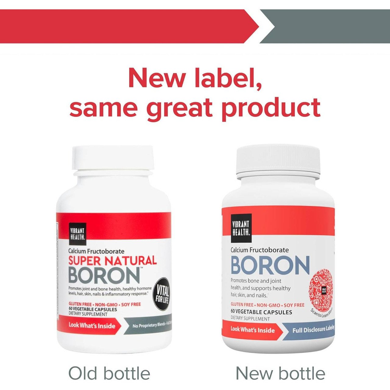 Old and new Boron bottles, new label, same great product graphic