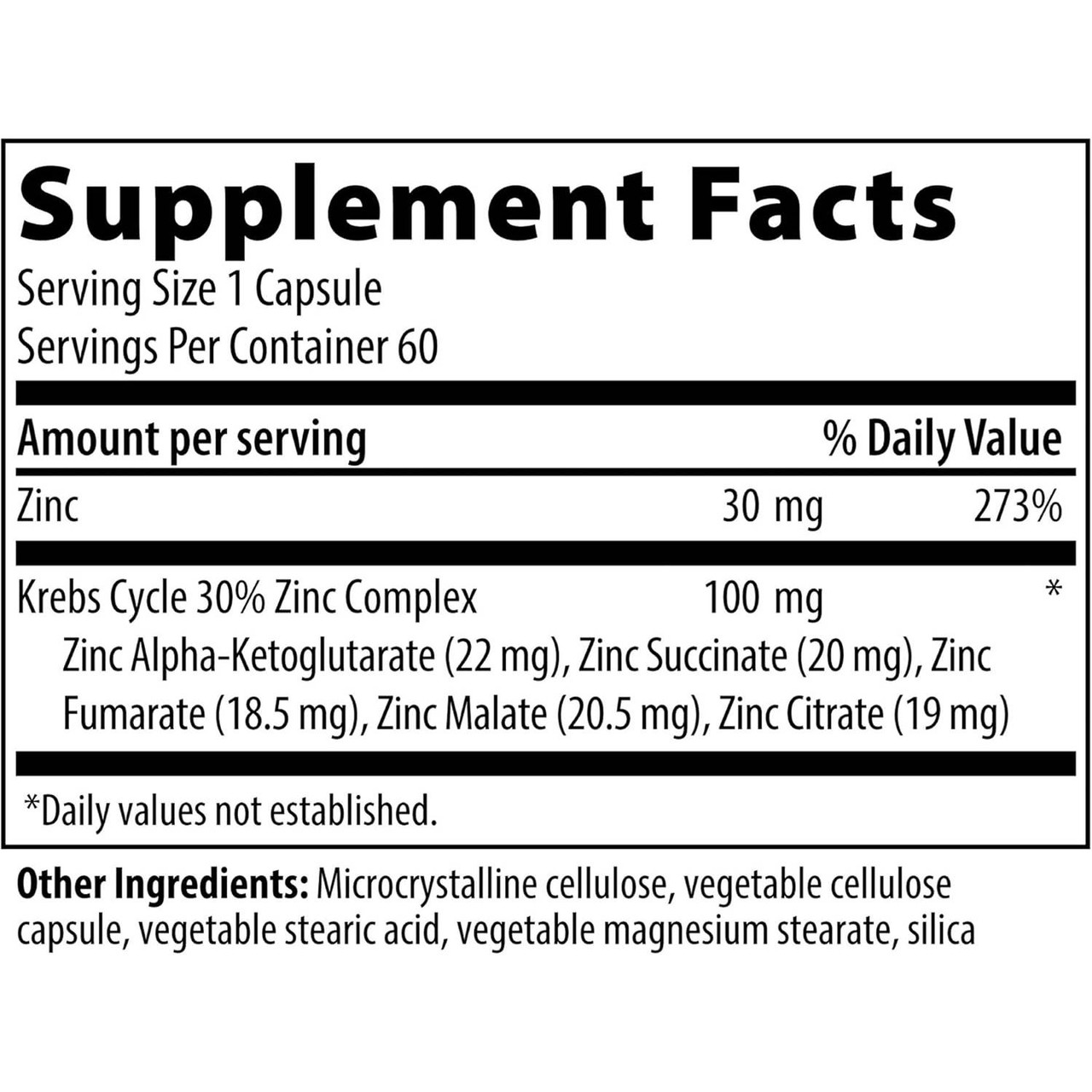 Vibrant Health Krebs Zinc - 60 Capsules