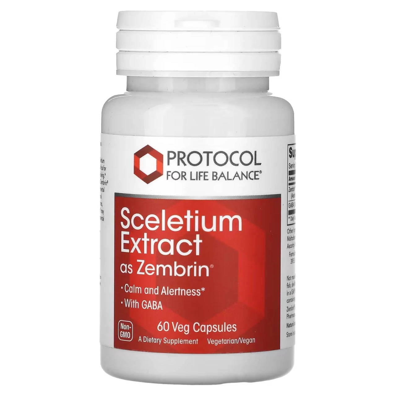 Protocol for Life Balance Sceletium Extract as Zembrin 25 mg 60 veg capsule bottle