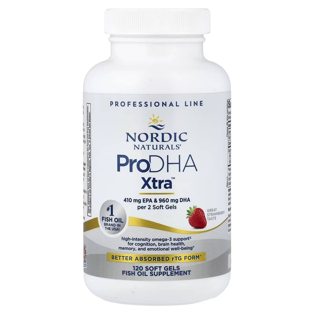 Nordic Naturals ProDHA Xtra Strawberry 120 soft gel bottle