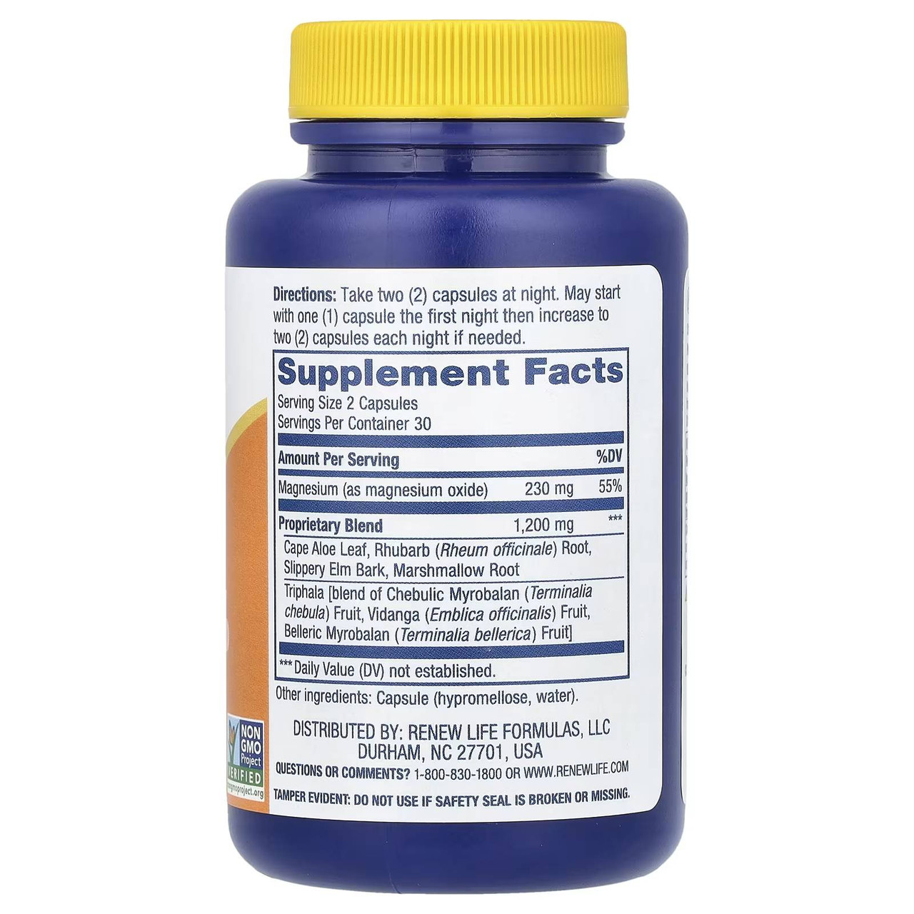 Cleanse More 60 capsule bottle showing supplement facts