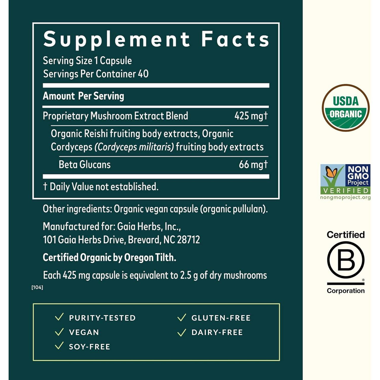 Gaia Herbs Respiratory Mushroom Blend Capsules - 40 Capsules