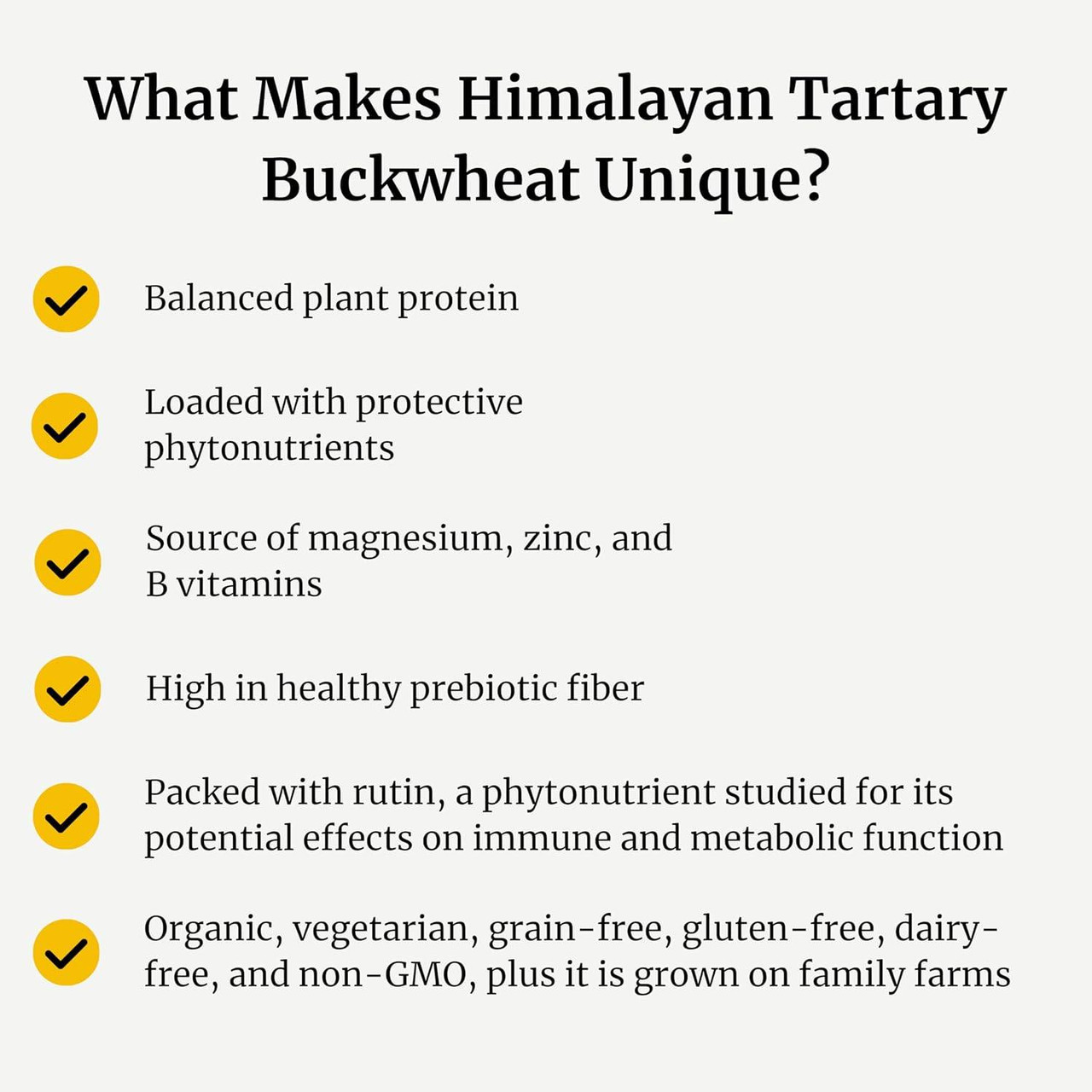 What makes Himalayan Tartary buckwheat unique checklist