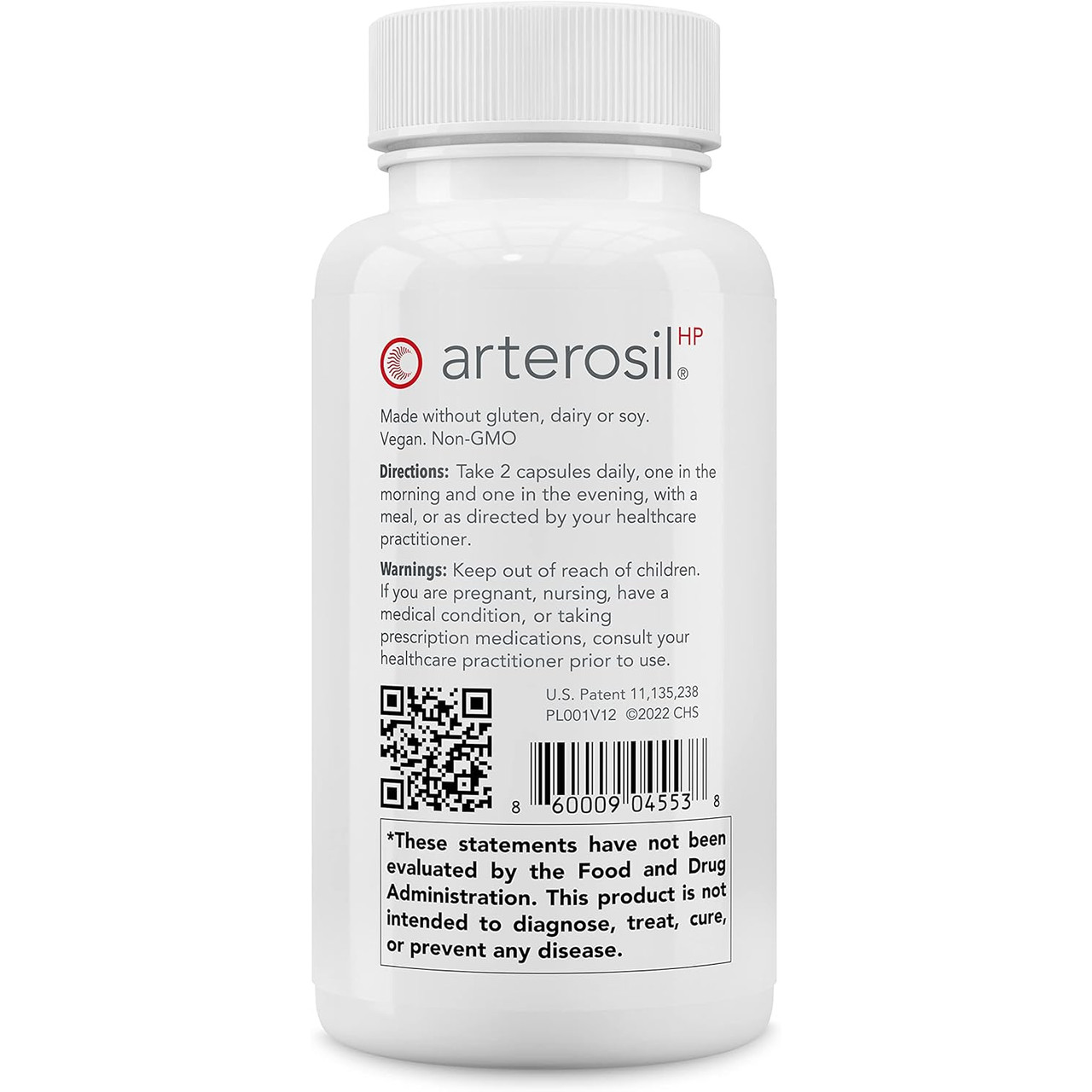 Back of the Arterosil HP bottle with directions