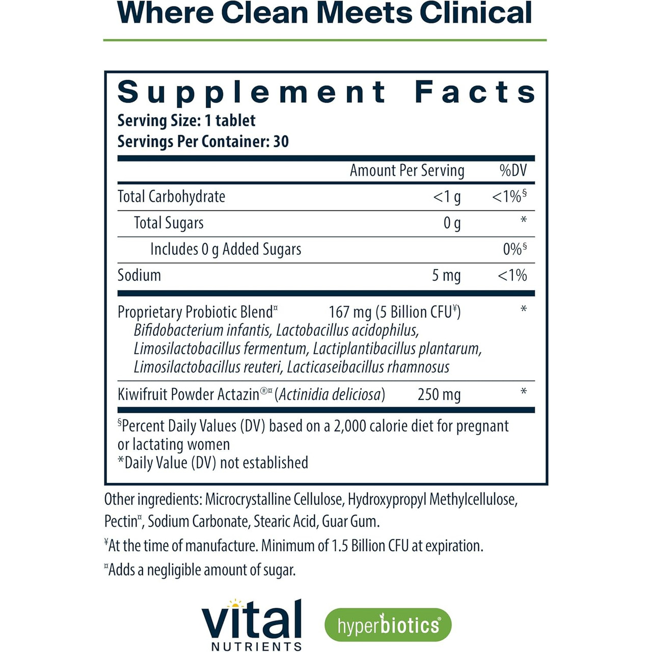 Where clean meets clinical probiotic supplement facts panel