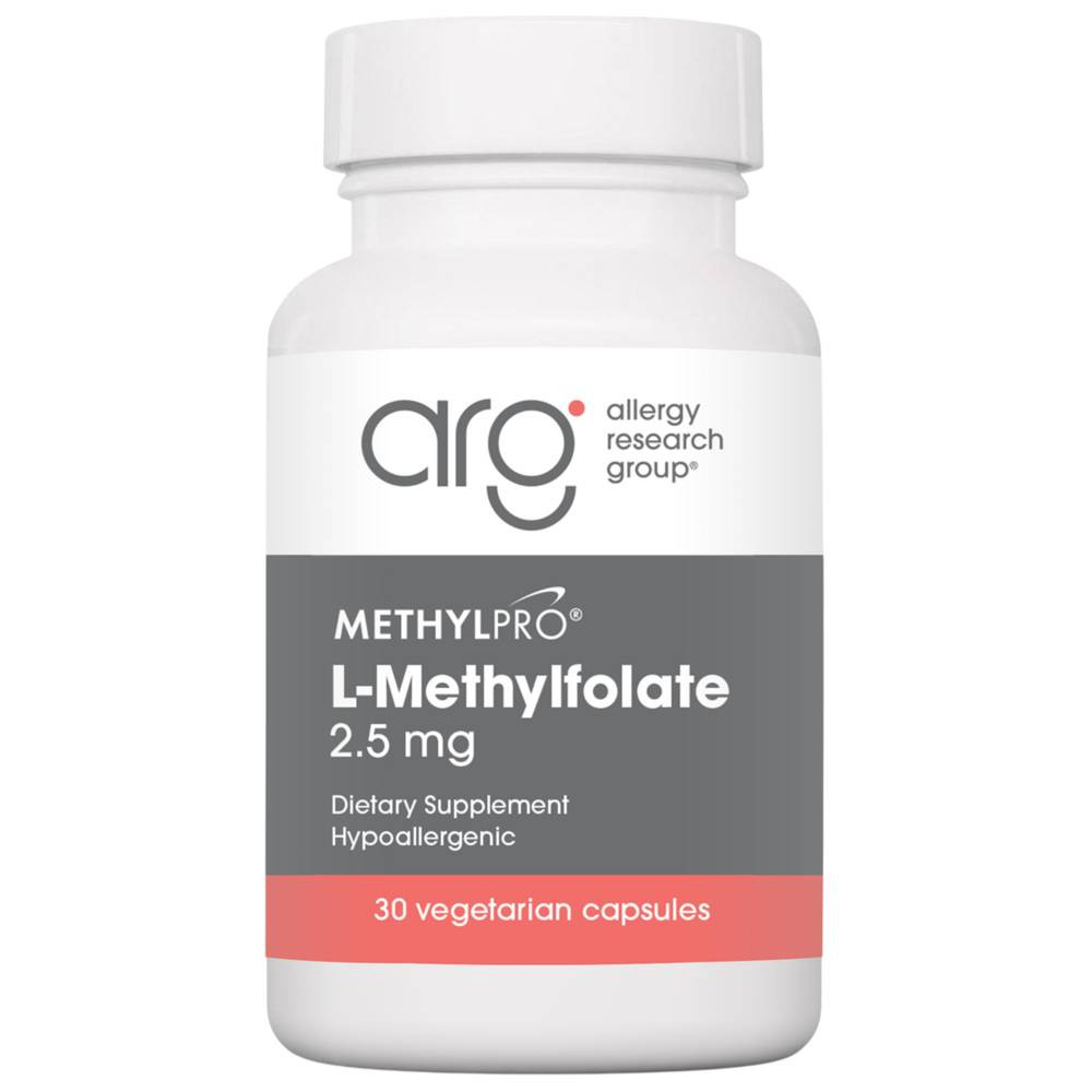 Allergy Research Group MethylPro L-Methylfolate 2.5 mg 30 vegetarian capsule bottle