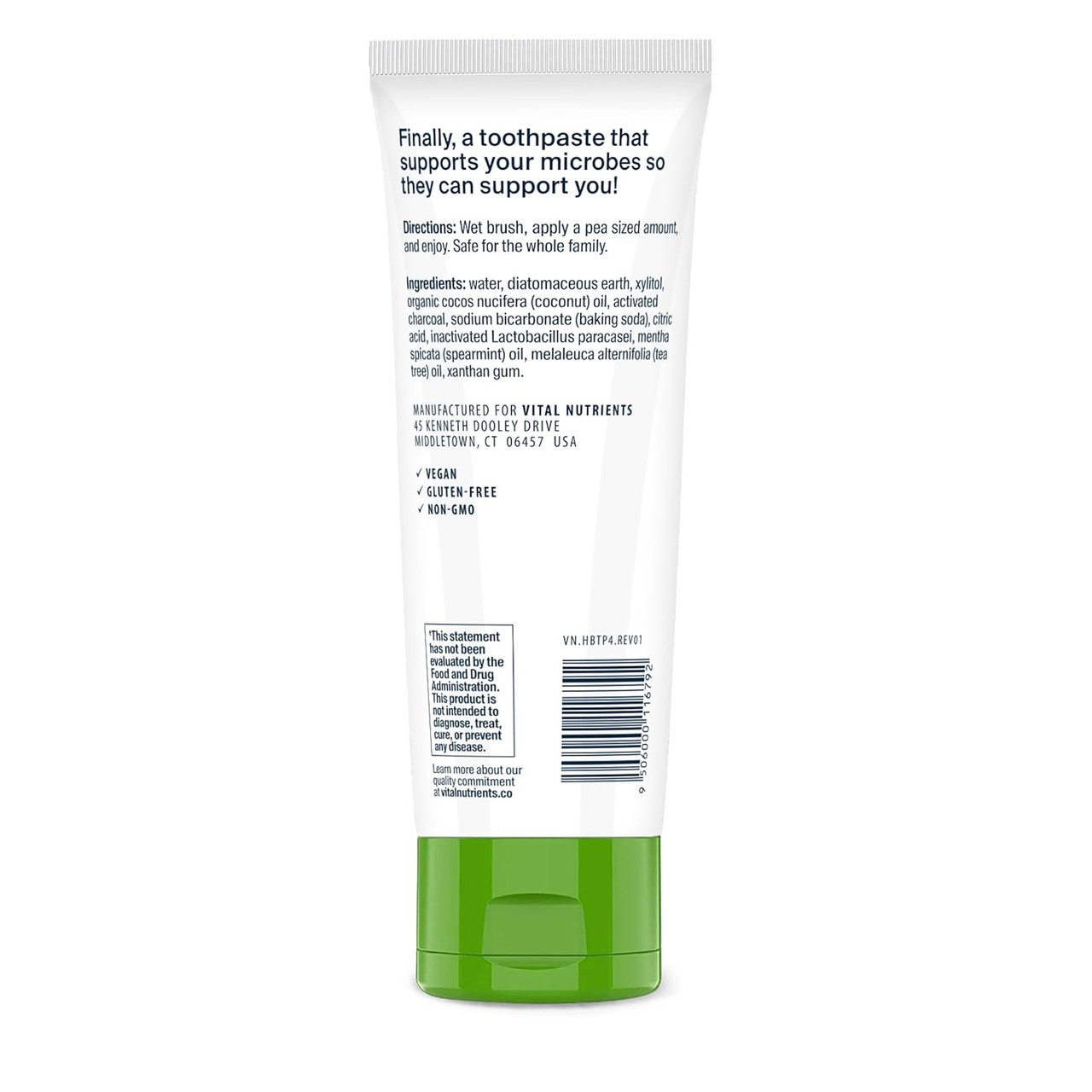 Vital Nutrients Hyperbiotics Activated Charcoal Probiotic Toothpaste - 4 Ounces