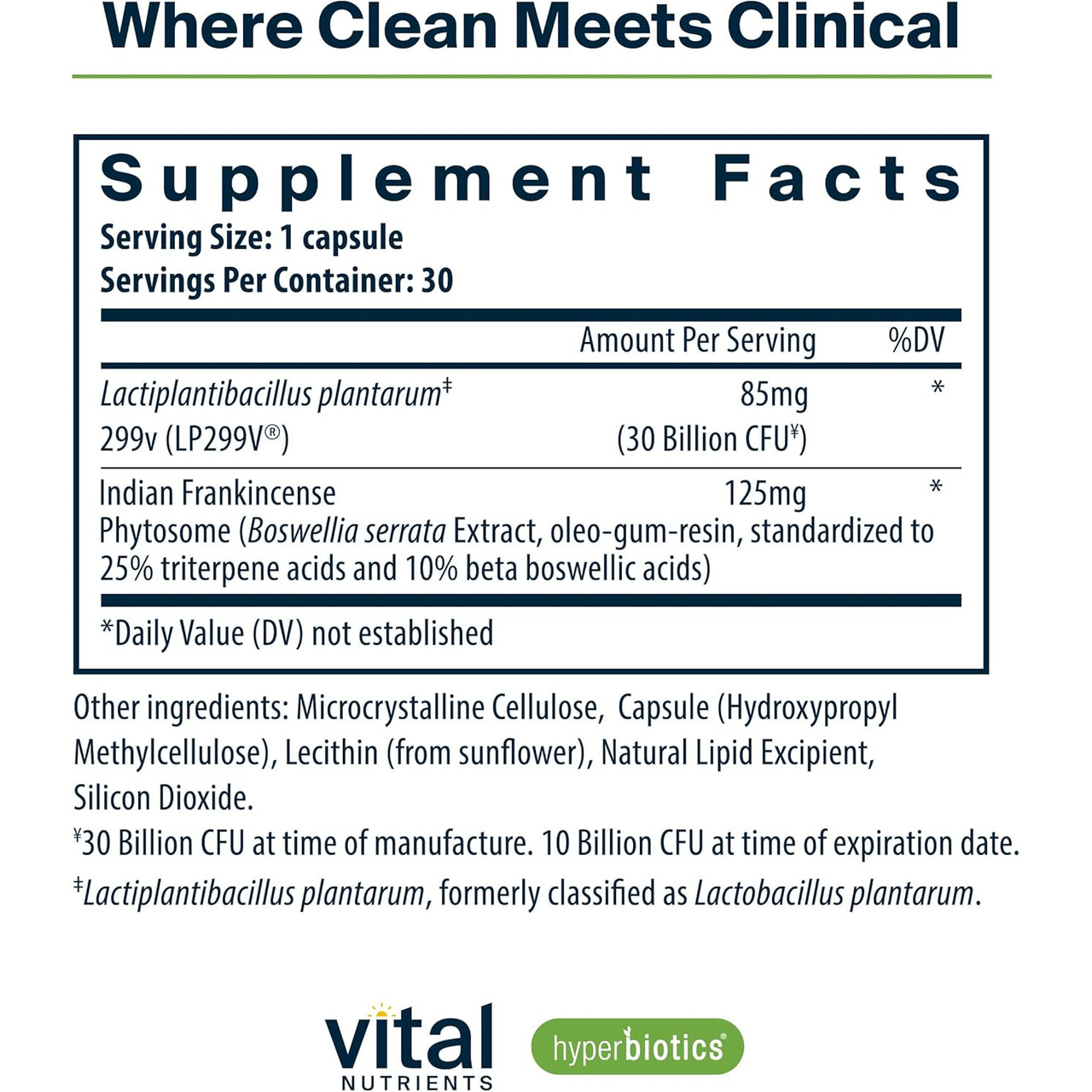Vital Nutrients Hyperbiotics IBS Support Probiotic - 30 Capsules