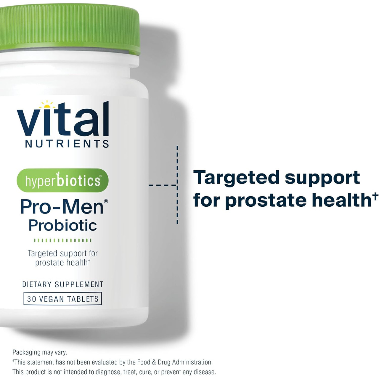 Pro-Men Probiotic bottle with targeted support callout
