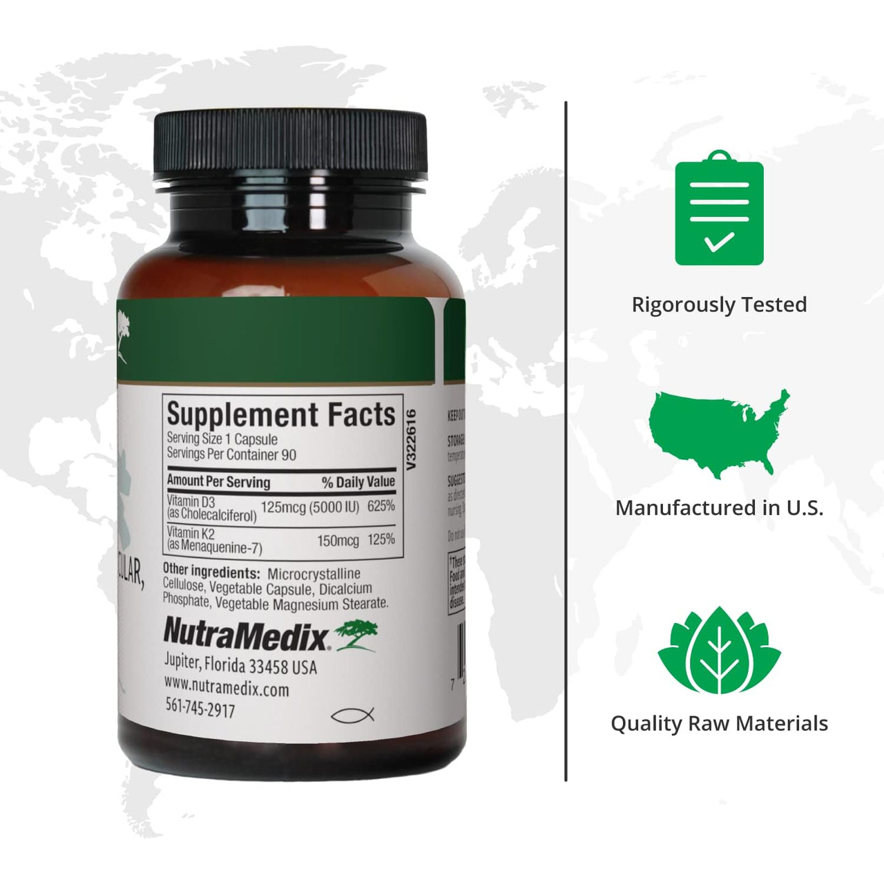 NutraMedix Vitamins D3 & K2 - 90 Capsules