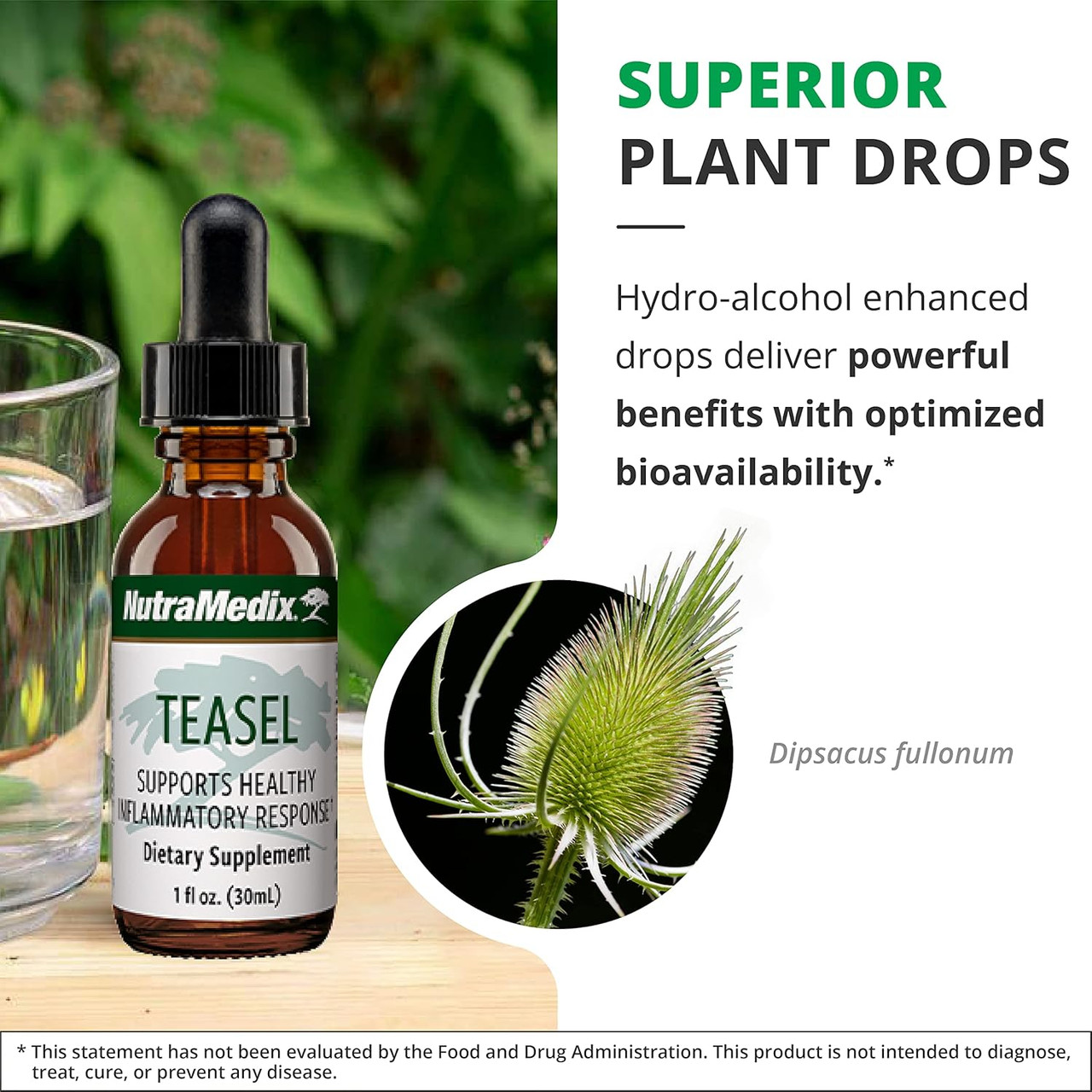 Superior plant drops graphic with hydro-alcohol bioavailability callout