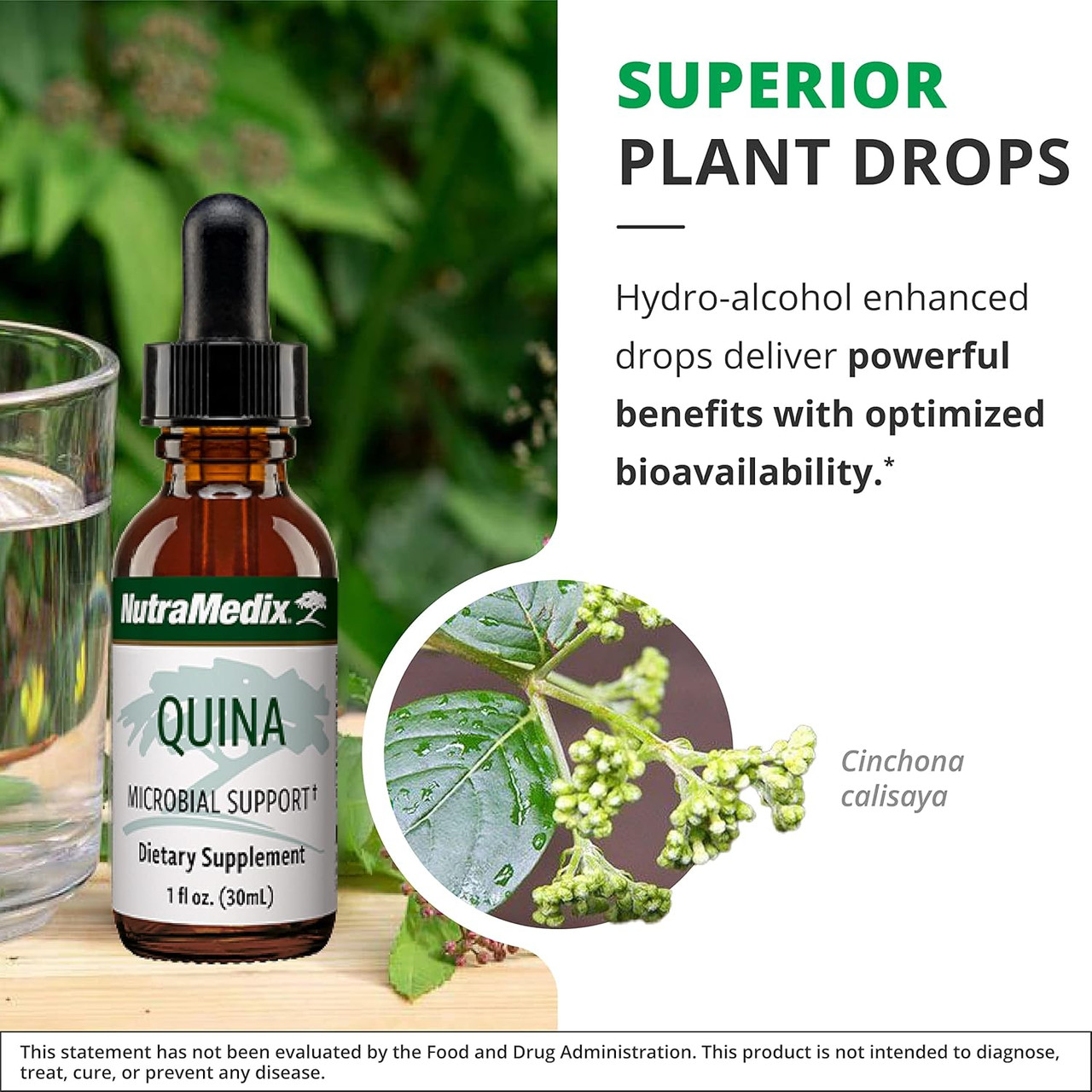 Superior plant drops graphic with hydro-alcohol bioavailability callout