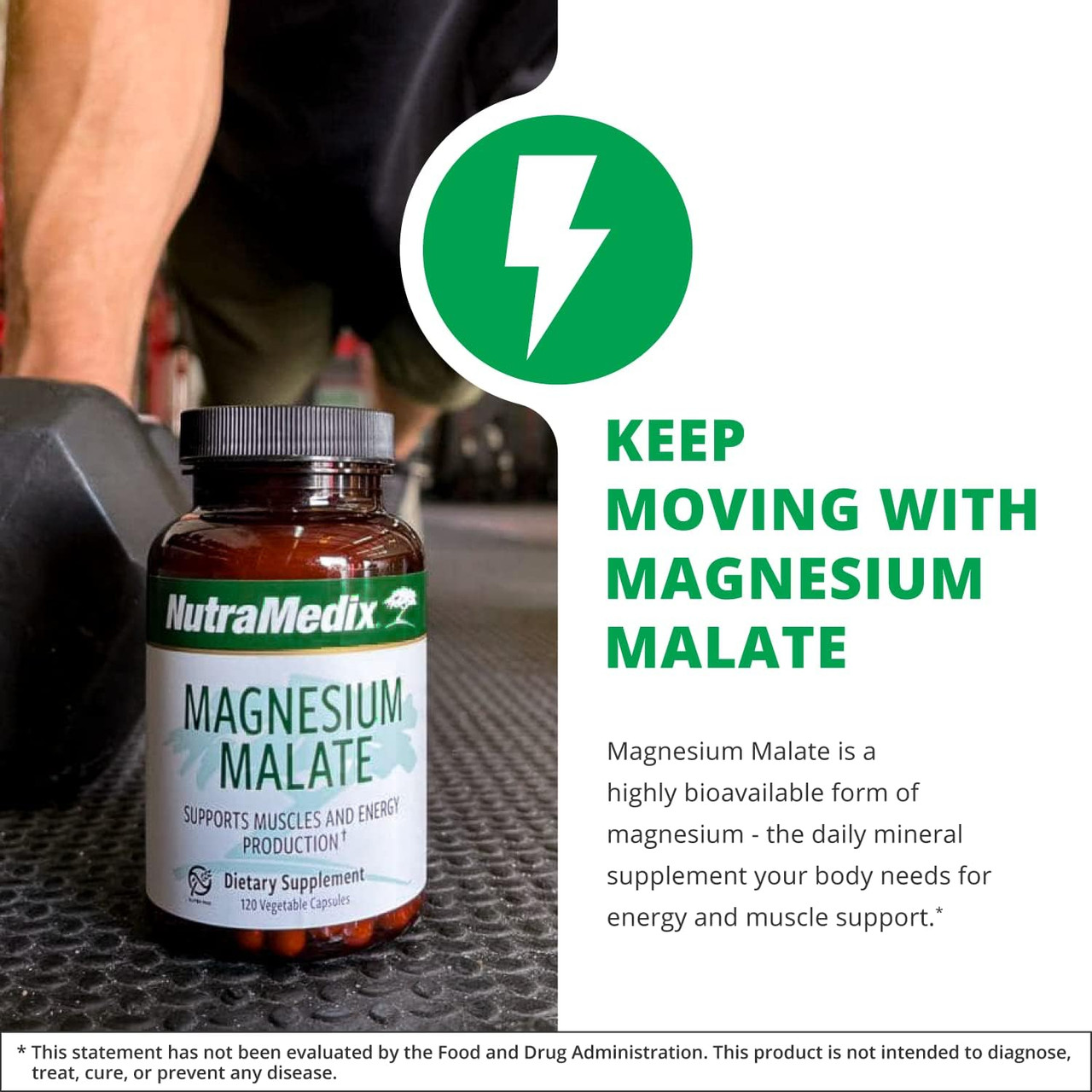 Runner, keep moving with Magnesium Malate energy muscle support graphic