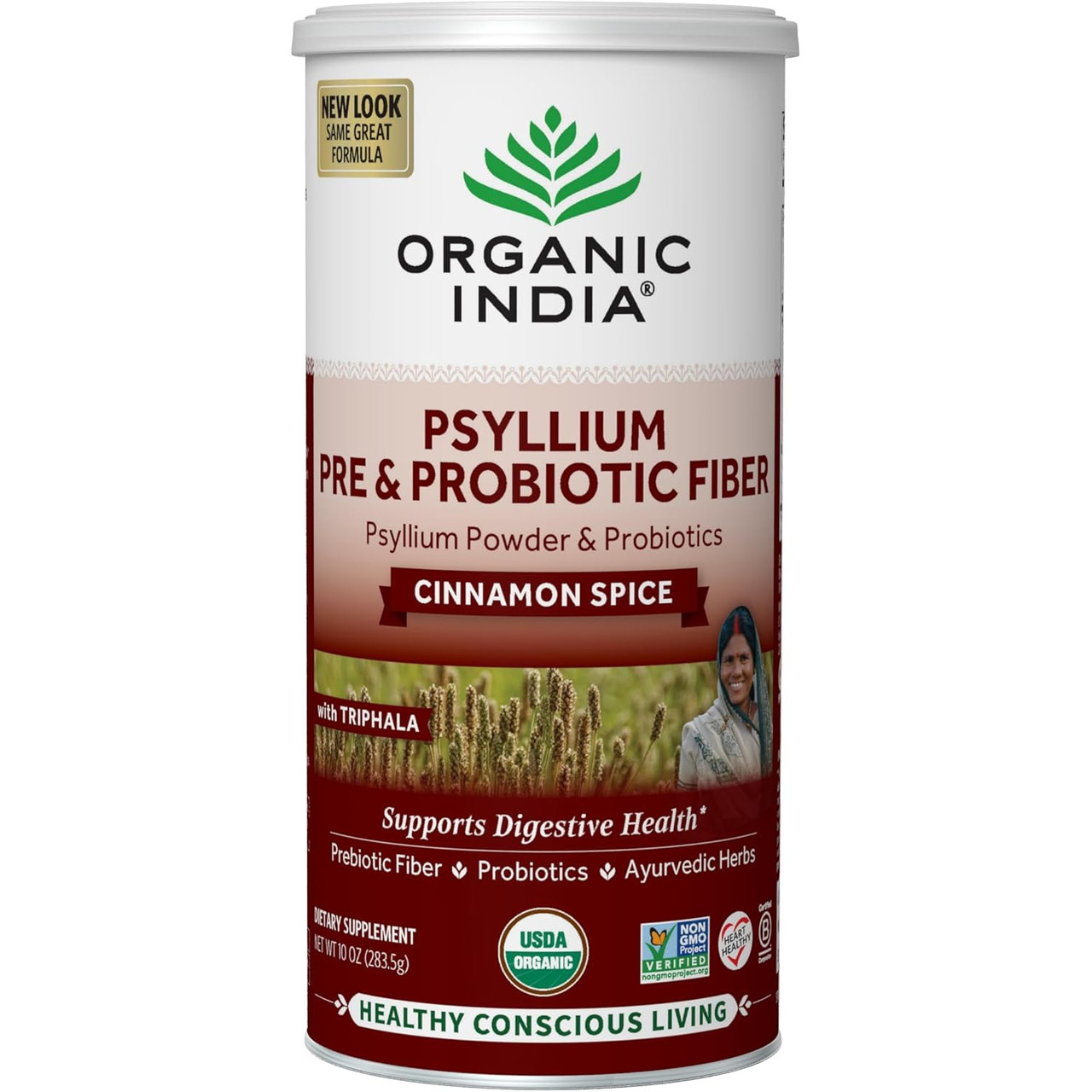Organic India Psyllium Pre & Probiotic Fiber Cinnamon Spice - 283.5 Grams ORIN17268 18.99