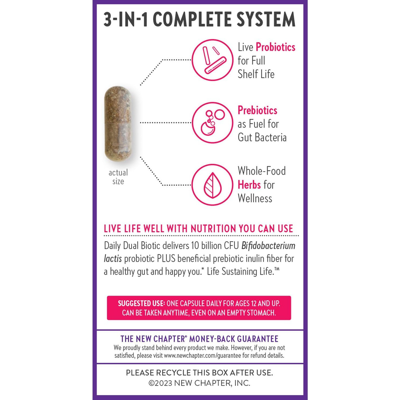 New Chapter Daily Dual Biotic Probiotic + Prebiotic - 30 Capsules