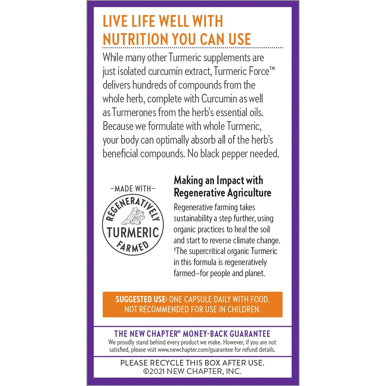 Live life well box panel about whole turmeric and regenerative agriculture