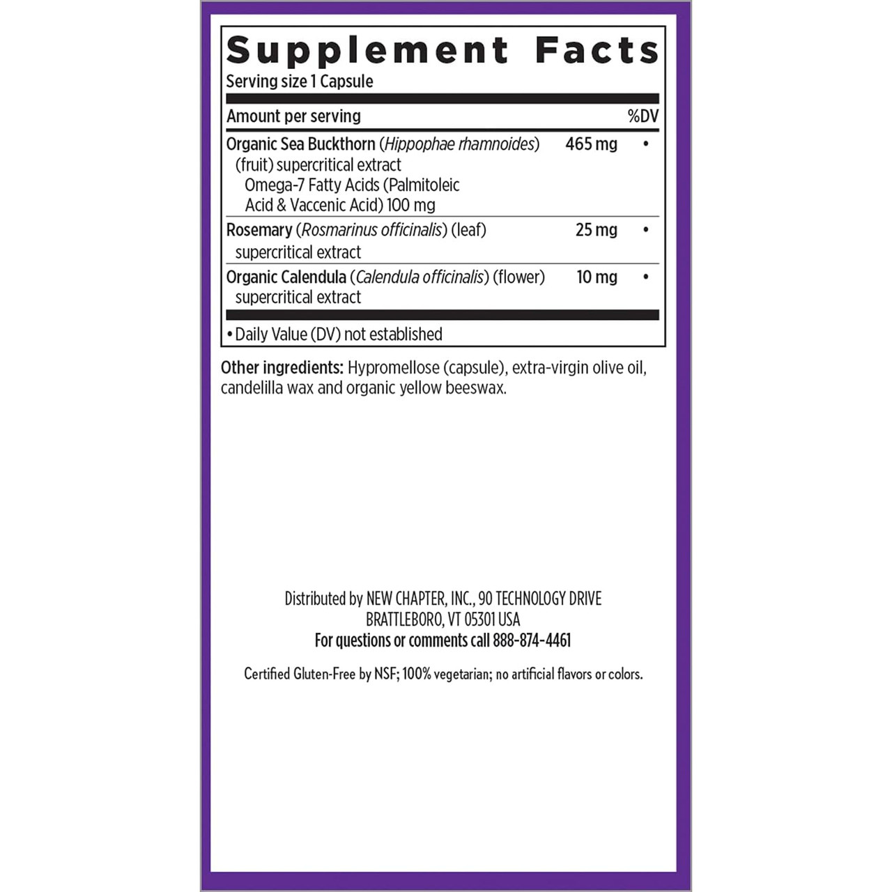 Omega-7 Sea Buckthorn Blend facts with sea buckthorn calendula and rosemary extracts