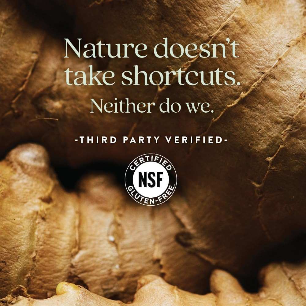 Nature doesn't take shortcuts, third party verified graphic with NSF Certified Gluten-Free logo