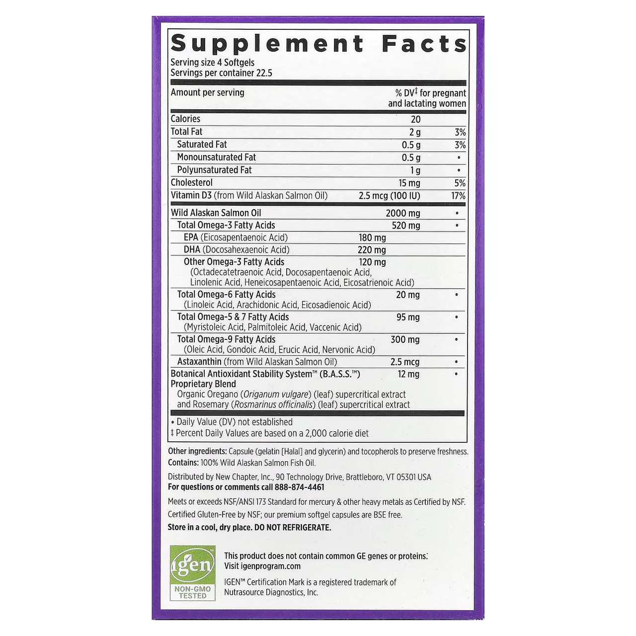 Wholemega for Moms facts with wild Alaskan salmon oil EPA DHA omega profile