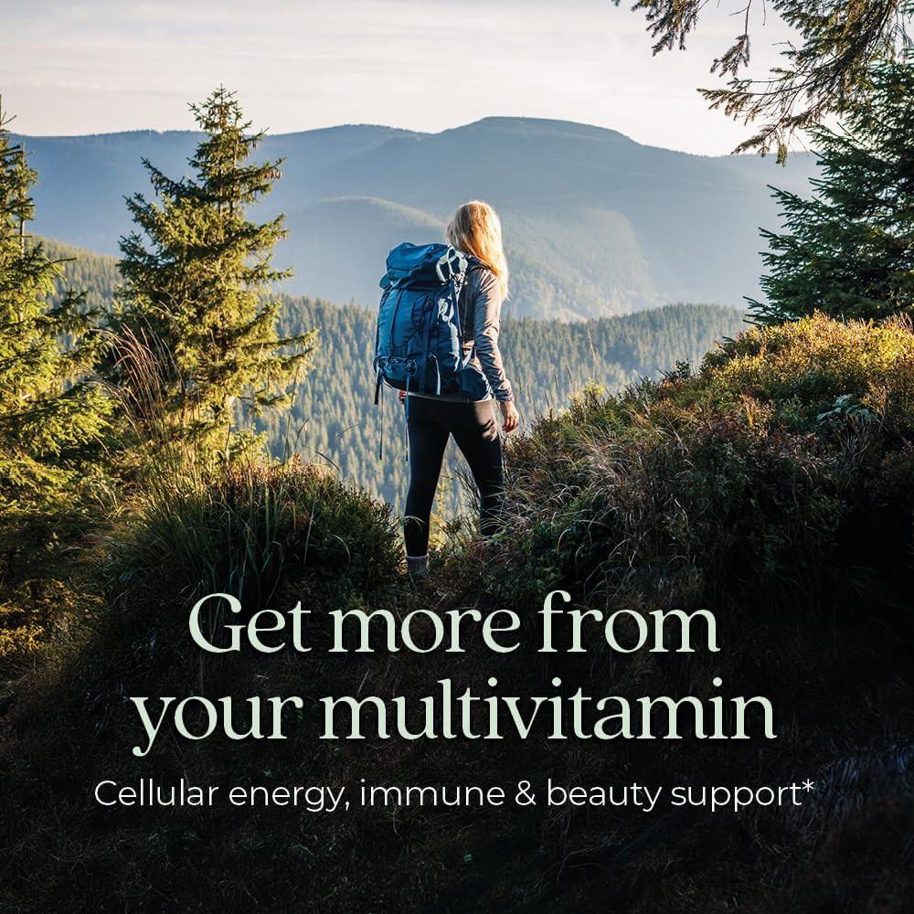 Hiker on a mountain ridge, get more from your multivitamin graphic