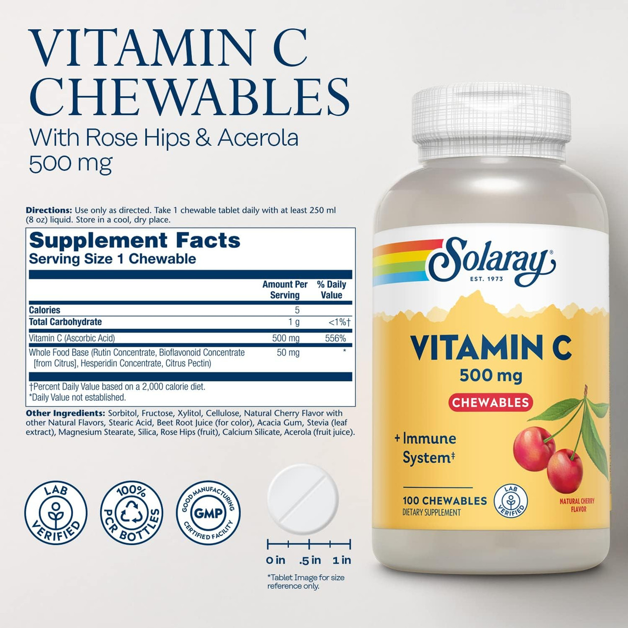 Solaray Vitamin C Cherry - 100 Tablets