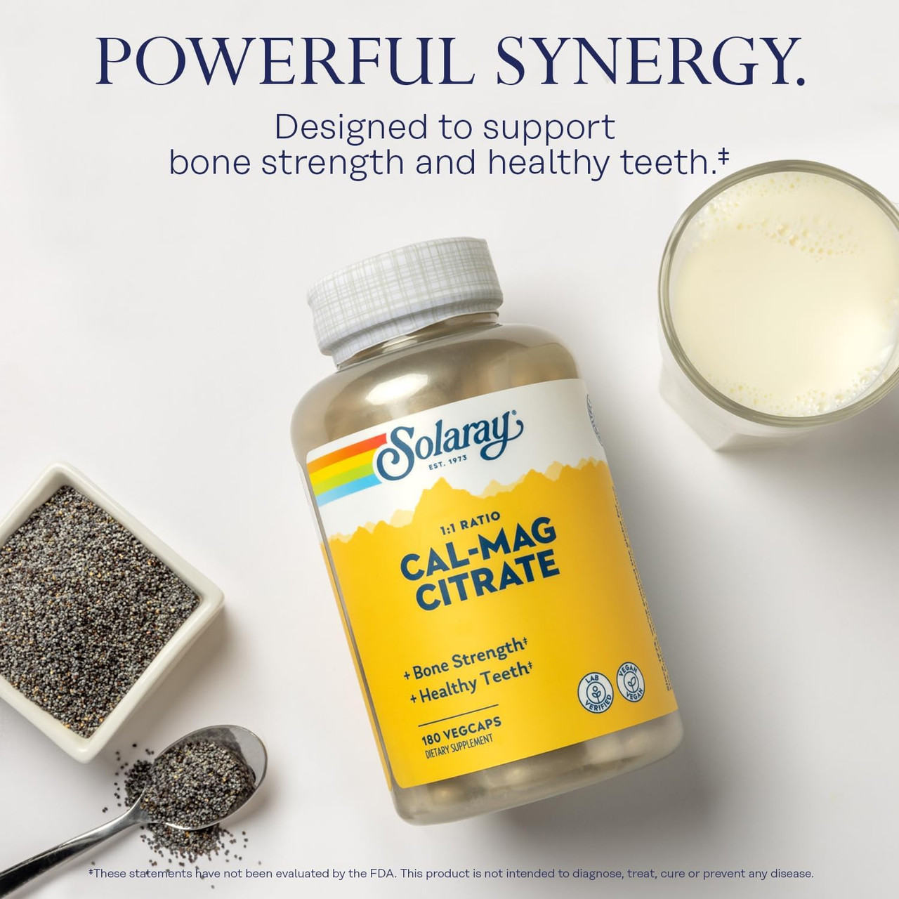 Solaray Cal Mag Citrate 1:1 - 180 Capsules