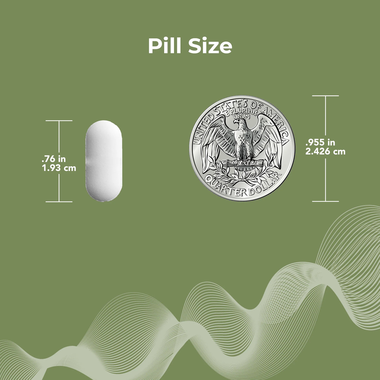 Prostate PQ tablet size shown next to a quarter