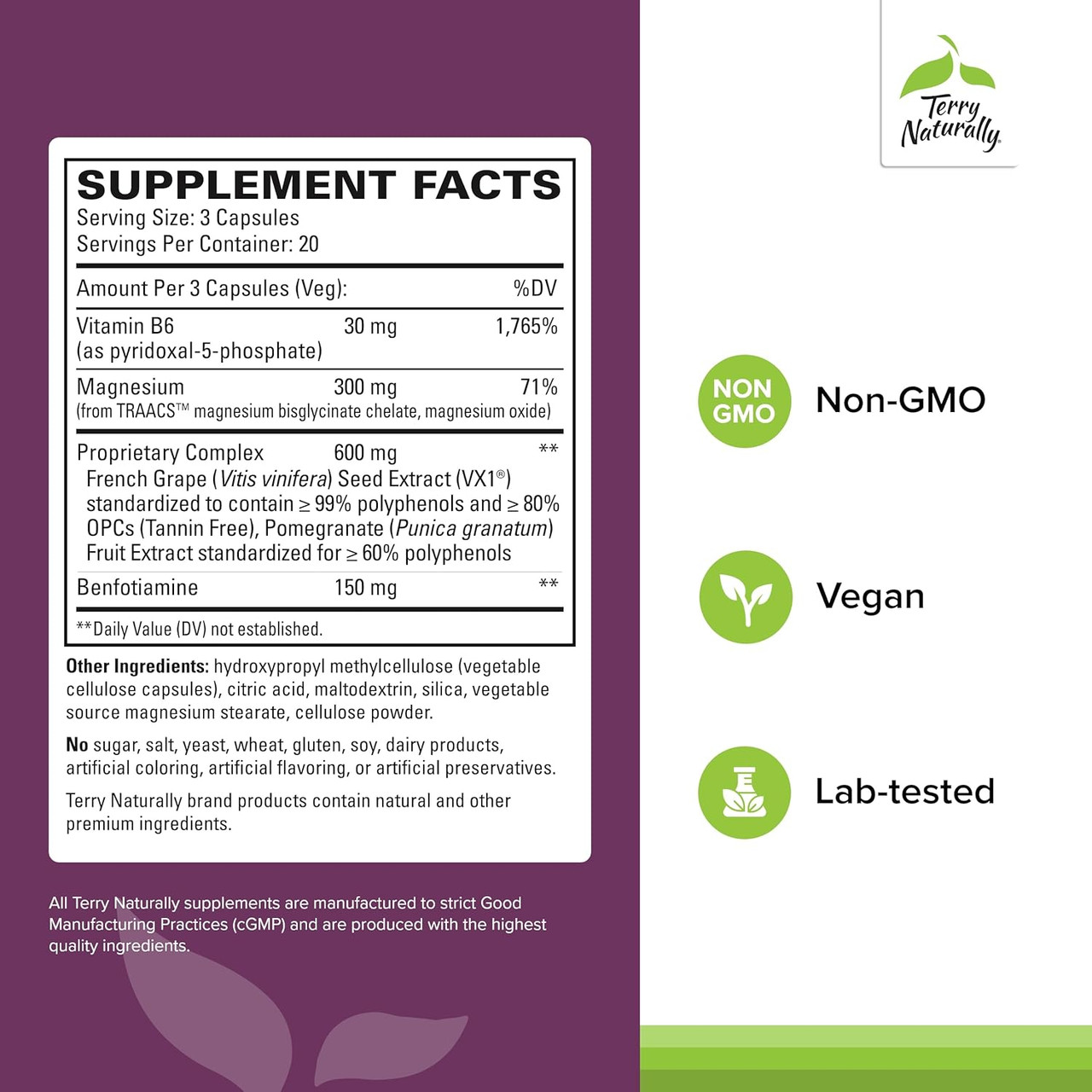 Clinical OPC Heart facts with grape seed pomegranate benfotiamine magnesium B6
