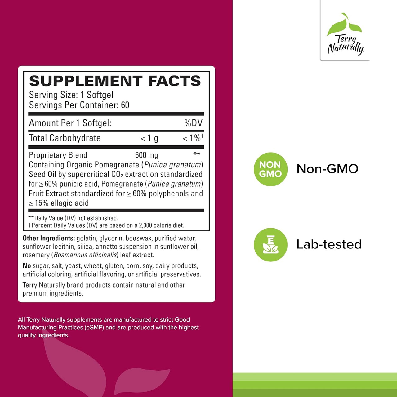 Terry Naturally Pomegranate Seed Oil - 60 Softgels