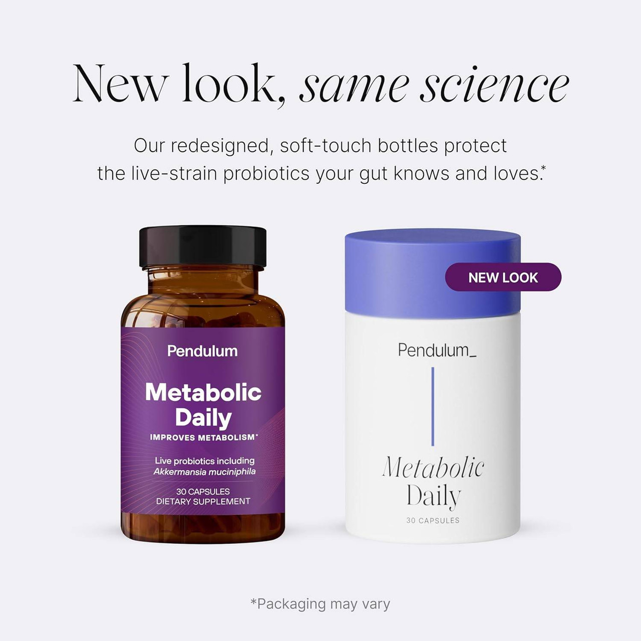 New look graphic with the old amber bottle and new white bottle